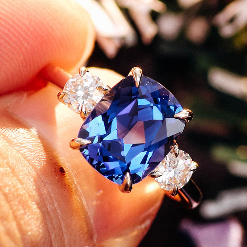 Bague moissanite en or massif 18 carats véritable