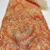 Tissu en dentelle tissé polyester/coton brodé de pierres et de sequins pour vêtements de soirée pour filles et textiles de maison de mariage