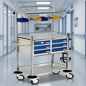 Crash Cart <b>Trolley</b> for Hospitals ABS Body with Multiple Drawers 4-Wheel Easy Clean - Product Image 2