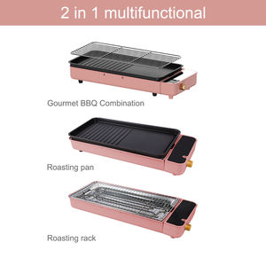Plancha Eléctrica Antiadherente sin Humo, Placa <span class=keywords><strong>de</strong></span> Cocción Desmontable <span class=keywords><strong>de</strong></span> PTFE, Parrilla Multifuncional para el Hogar y Hoteles - Product Image 6