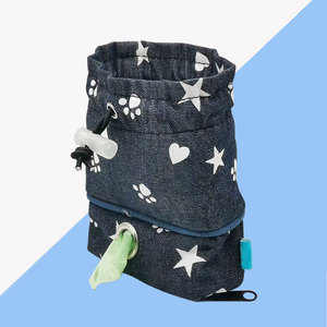 Bolsa de entrenamiento para mascotas, bolsa de mezclilla azul oscuro portátil para pasear perros, bolsa para guardar golosinas, 13x10x4,5 cm - Product Image 2