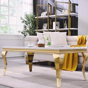 Mesa de Centro Moderna de Lujo con Borde Dorado, Mesa Auxiliar de Alta Gama para Muebles de Hogar Contemporáneos, Juego de Mesa de Centro para Sala de Estar, Venta Caliente <span class=keywords><strong>2026</strong></span>, Cantidad Mínima de Pedido 50 Piezas - Product Image 1