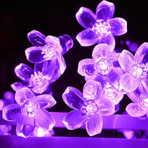 Solar Powered Outdoor 12M Cherry Blossom LED Fairy Lights Garden Christmas Decorative Light String