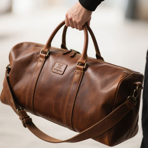 مبيع بالجملة من المصنع حقيبة سفر من الجلد بطراز عتيق مخصصة جلد علوي بني واسع مع شعار للخارج - Product Image 1