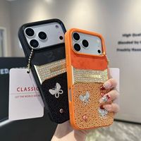 Coque de téléphone miroir pour maquillage, spécialement conçue pour femmes, pour iPhone, avec motif ours, chien, brillant et colle en relief.