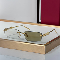 Lunettes de soleil rectangulaires sans monture style Hip Hop Punk, verres foncés UV400, design rétro Y2K, pour femmes stylées, idéales pour le street style.