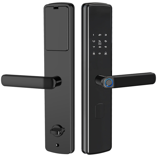 Smart Double Sensor Digital Door Lock Memory Card WiFi Remote Fingerprint Password Compatible Tuya App Stainless Steel for