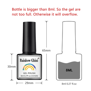 เรนโบว์ ghini ยาทาเล็บเจลกากเพชรสีนู้ดสีชมพูม่วง8มล. เคลือบเงายูวีน้ำยาทาเล็บกึ่งถาวรเจลทาเล็บทั้งหมดสำหรับทำเล็บ - Product Image 4