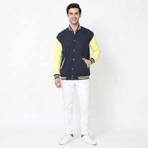 Fashion <b>Men's</b> College Letterman Winter Varsity <b>Baseball</b> <b>Jacket</b> with Stand Collar and Front Logo Breathable 100% Cotton - Product Image 1