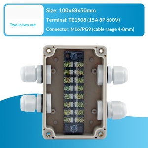 100x68x50mm Waterproof Junction Box Two-in-two-out 15A Terminal Block PG9 Cable Gland <b>Enclosure</b> Terminal box - Product Image 2