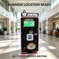 Distributeur automatique de café commercial entièrement automatique avec surveillance à distance, corps en acrylique, capacité de 300 à 600, fonctionnement autonome 24h/24, noir