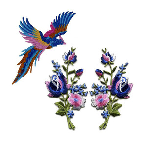 Patch de fleur de style chinois Patch d'applique de rose brodé pour coudre/repasser - Product Image 1