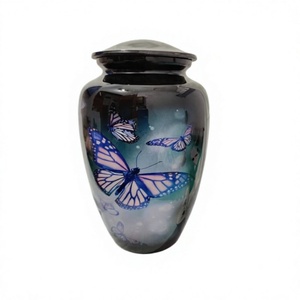 Butterfly Design Cremation Urn Black Adult Size Customizable Artistic Pattern Metal Urn for Ashes <b>Loved</b> Ones <b>Memorial</b> Urns <b>Gifts</b> - Product Image 1
