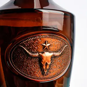 Custom 3d embossed metal label brandy vodka whisky tequila gin spirits Zinc Alloy Adhesive metal sticker aluminum label