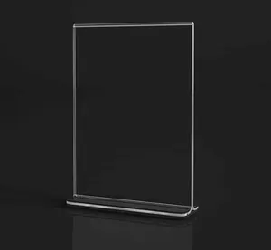 Restaurant Menu Display Stands Place Card T Shape Transparent A4 Acrylic Sign Holder Custom