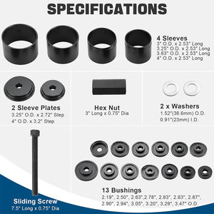23-teiliges Kohlenstoffstahl FWD Radlager-Presswerkzeug-Set für Vorderrad-Antrieb Lager Ausbau & Einbau mit Gleitschrauben - Product Image 2