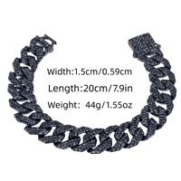 Collier chaîne cubaine à trois rangs de strass colorés de 15 mm avec fermoir à ressort, bijoux hip-hop, vente en gros d'usine, stock disponible