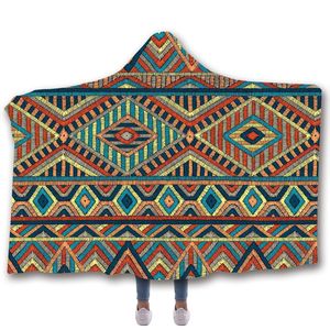 Hooded Geometric Pattern <b>Woven</b> Travel <b>Blanket</b> Portable Four Seasons Use Modern Style - Product Image 1