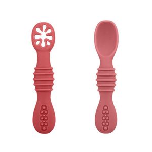 Cuchara y Tenedor de Silicona Redondos de Dos Etapas, Modernos, Personalizados, Libres de BPA, Ecológicos, de Grado Alimenticio, para la Alimentación de Bebés - Product Image 6