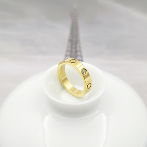 Designer Brand High-end Engagement Wedding Classic Fashion <b>Ring</b> Stainless Steel ZIRCON Men Women <b>Couple</b> Rose Gold 18K Gold - Product Image 4