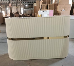 Luxury Modern Small Clinic High-quality Wood Cashier Counter Beauty Salon Reception Desk Boutique LED Light School Mall - Product Image 4