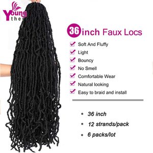 Nu Locs Crochet Tóc Bện Dài Mềm Locs 36Inch Crochet Tóc Pre-Vòng Nữ Thần Locs Xoăn Sóng Tóc Tổng Hợp - Product Image 4