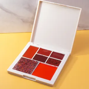 Hersteller anpassbare Abdeckung 7 in 1 Rot Mehrfarbige Solid Gel Nagellack palette