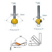1/4 6 tige carbure 90 degrés ACM ACP outils de coupe V rainure routeur Bit ensemble pour aluminium