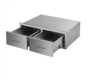 Nouvelle île de cuisine extérieure avec barbecue, deux tiroirs de rangement en acier inoxydable pour ustensiles de cuisine - Product Image 5