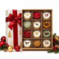 Coffret Cadeau Calendrier de l'Avent de Noël avec 12 Mini Bougies Parfumées en Cire de Soja Sans Fumée – Idéal pour Anniversaires et Fêtes – Vente en Gros