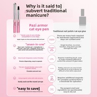 Petites perles magnétiques 5 couleurs, stylo de soin des ongles en acrylique effet œil de chat - Vernis nude 2-en-1 finition translucide glacée qui sublime l'éclat (Modèle