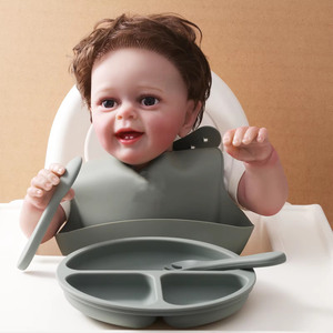 Ensemble de <span class=keywords><strong>vaisselle</strong></span> pour bébé <span class=keywords><strong>en</strong></span> silicone : assiette, bol, tasse à bec, avec ventouse, fourchette et cuillère, pour l'apprentissage de la diversification alimentaire des tout-petits - Product Image 3