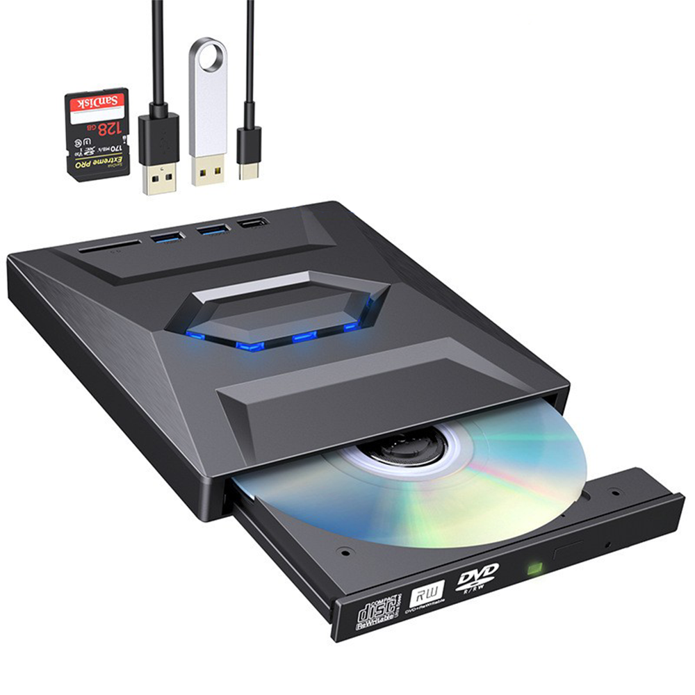 Type-C外付けCDドライブUSB3.03-in-1多機能ポータブルCD/DVDレコーダーSDカードおよびUSBフラッシュディスクプレーヤー用