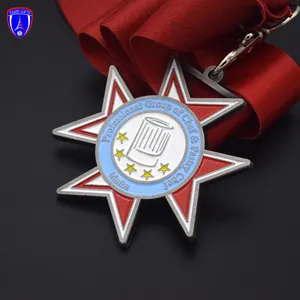 Malta şef madalya rekabet onur madalya yıldız şekli özel tasarım şerit ile özelleştirmek