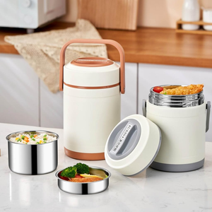 304 Stainless Steel <b>Insulated</b> <b>Lunch</b> <b>Box</b> with PP Lid Foldable Design Eco-Friendly 0-1L Capacity for Students White-collar Workers - Product Image 5