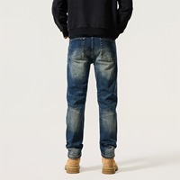 Jeans Homme Tendance Déchirés avec Coussinets, Style Vintage High Street, Luxe Léger, Coupe Droite, Vente en Gros OEM ODM