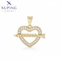 X001052979 XUPING Pendentifs de luxe avec motif cœur et flèche, message 'Mama' et bordure en pierre, accessoires de mode, symbole d'amour, bijoux