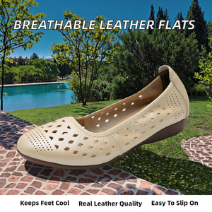Zapatos Planos de Diseño Perforado Sólido y Suave, Zapatos Sin Cordones para Verano, Transpirables, Casuales para el Trabajo, Uso Diario, Zapatos Planos de Moda para Mujer - Product Image 2