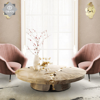 Italie Cuivre Moderne Grande Table Basse Ronde en Bois Designer Centre de Luxe