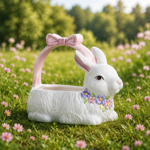 Porcelain Ceramic <strong>Bunny</strong> <strong>Easter</strong> <strong>Basket</strong> - Product Image 5