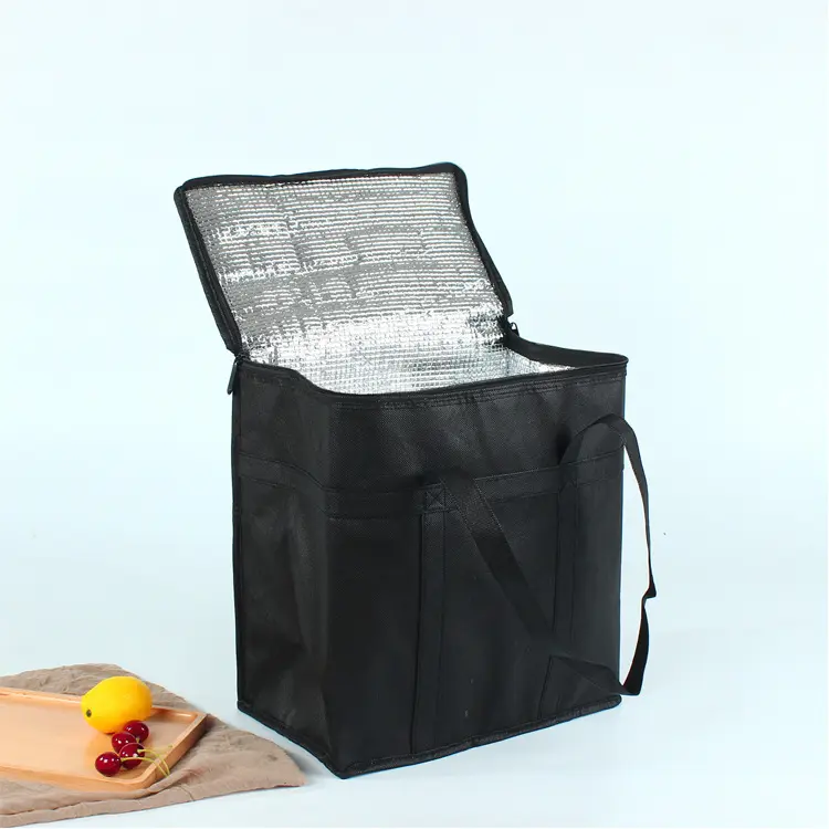 M2451 Wholesale Bolsa Non-Woven Insulated Aluminum Foil Takeaway Folding Thermal Storage Food Delivery Bag Insulated Cooler Bags