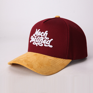 Premium Custom 3D Embroidery Baseball Caps Vintage Retro Streetwear Suede Brim 5 Panel Sports <strong>Hats</strong> for Men Women Wholesale - Product Image 3