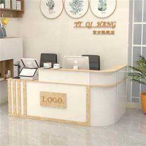 Bureau de réception moderne en forme de L, convertible, durable, écologique, en panneaux de bois, pour usage commercial, supermarchés, salons de coiffure - Product Image 1