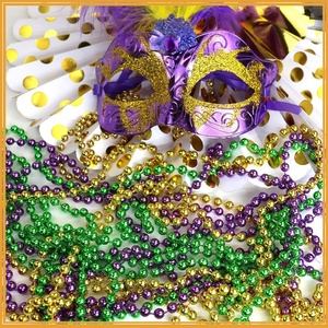 Collar de Cuentas Redondas Metálicas DAMAI en Morado, Dorado y Verde para Fiesta de Mardi Gras, Collar Colorido para Carnaval y Accesorios de Fotografía - Product Image 4