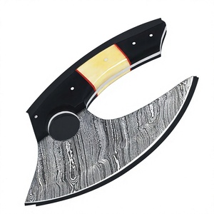 Cuchillo Ulu de Acero de Damasco Hecho a Mano con Mango de Madera de Toro, Hoja de Caza con Punta Caída, Personalizable DIY OEM - Product Image 2