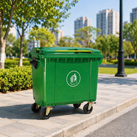 Poubelle extérieure de 660 litres, bac à déchets industriel en plastique, conteneur de recyclage avec roues