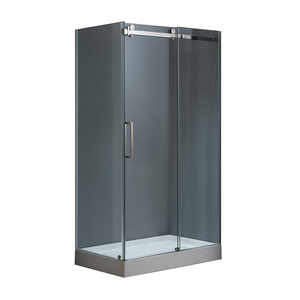 Puerta de ducha sin marco abierta deslizante rectangular moderna, recintos de perfiles de aluminio prefabricados baratos, vidrio templado para <span class=keywords><strong>duchas</strong></span> pequeñas - Product Image 1