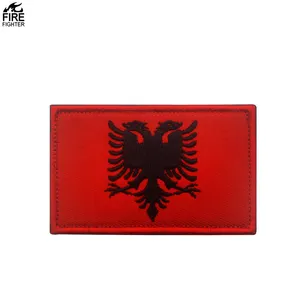 Kain Negara Kualitas Tinggi Perban Bendera Albania Pakaian Bordir Besi Di Patch dengan Pengencang Kuat untuk Tas