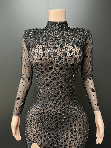 NOVANCE Y2479 Produtos Mais Vendidos 2022 Vestidos de Noiva Vermelhos Sexy com Fenda Alta e Brilho de Diamante para Festas - Product Image 5