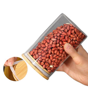 Bocal de stockage en Borosilicate de haute qualité, boîte hermétique à l'air, ensemble de récipients de stockage des aliments pour la cuisine avec <span class=keywords><strong>bambou</strong></span> naturel, vente en gros - Product Image 1